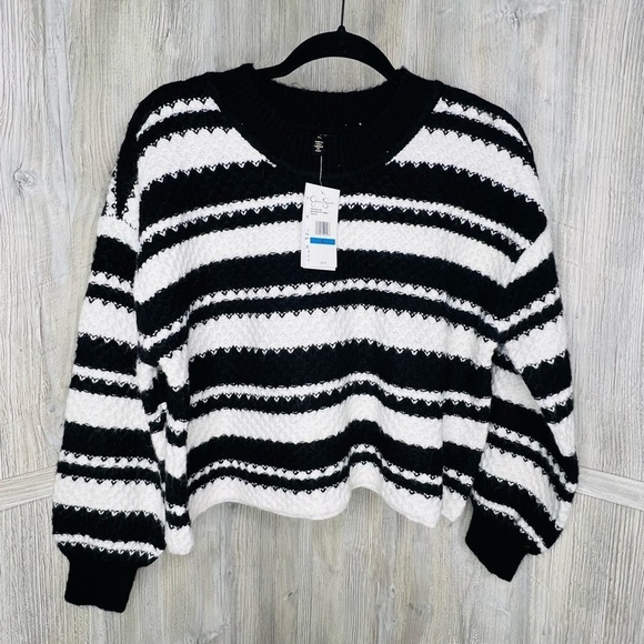 Jessica Simpson Portia Anthracite Stripe Combo Sweater - Picture 2 of 9